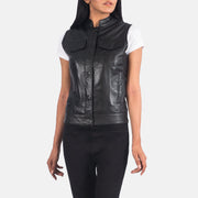 
Detailansicht of Band & Zipper Hardware on Rayne Moto Schwarz Lederweste für Damen