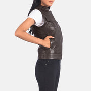 
Brown Sheepskin Leather Biker Jacket - Rückansicht mit passgenauen Schultern & sauberem Saum