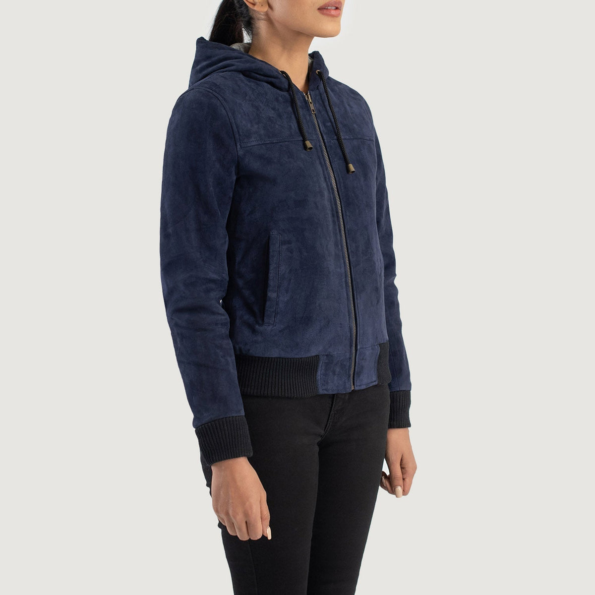 
Rebella Hooded Leder-Bomberjacke für Damen – alternate product view 2