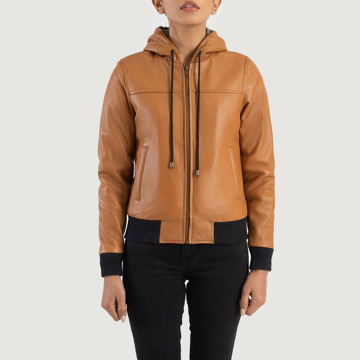 
Rebella Hooded Leder-Bomberjacke für Damen – alternate product view 4