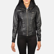 Roslyn Hooded Leder-Bomberjacke für Damen – Zusätzliche Produktansicht 4