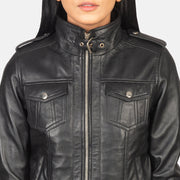 Roslyn Hooded Leder-Bomberjacke für Damen – Zusätzliche Produktansicht 6