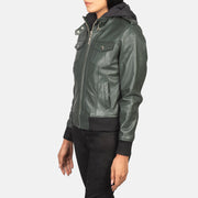 Roslyn Hooded Leder-Bomberjacke für Damen – Zusätzliche Produktansicht 2
