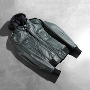 Roslyn Hooded Leder-Bomberjacke für Damen – Zusätzliche Produktansicht 7
