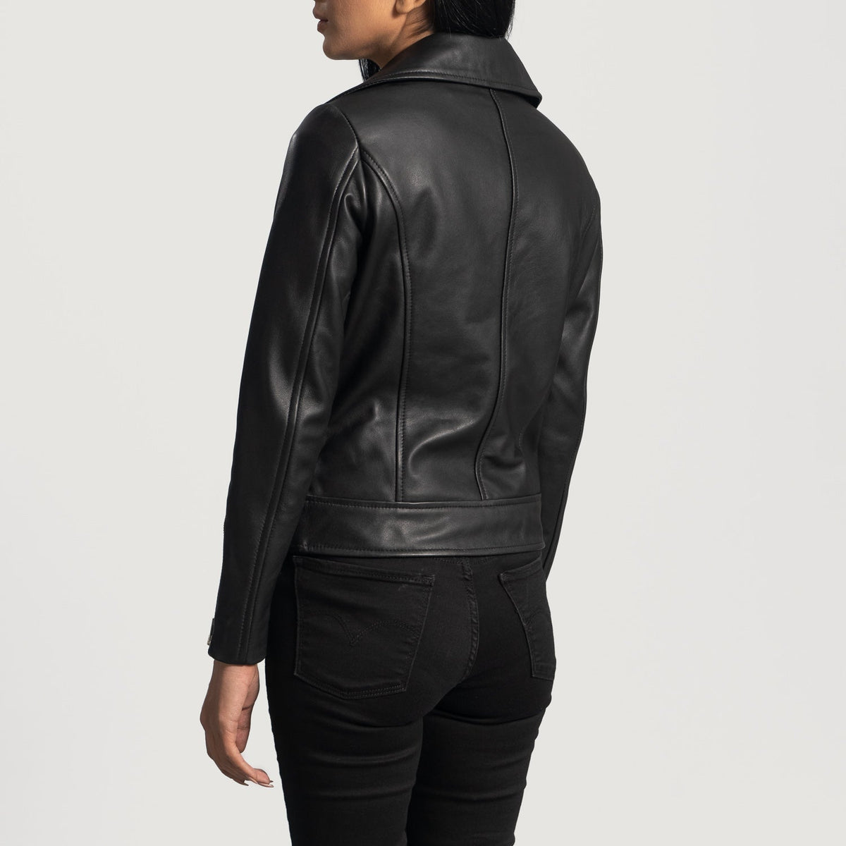 Rumy Kastanienbraun Leder-Bikerjacke für Damen – Zusätzliche Produktansicht 5