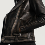 Rumy Kastanienbraun Leder-Bikerjacke für Damen – Zusätzliche Produktansicht 6
