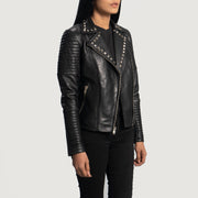 Black Sheepskin Leather Biker Jacket - Rückansicht mit passgenauen Schultern &amp; sauberem Saum