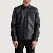 Scout Schwarz Leather Shirt für Herren - Seitenansicht mit ergonomischem Ärmelschnitt