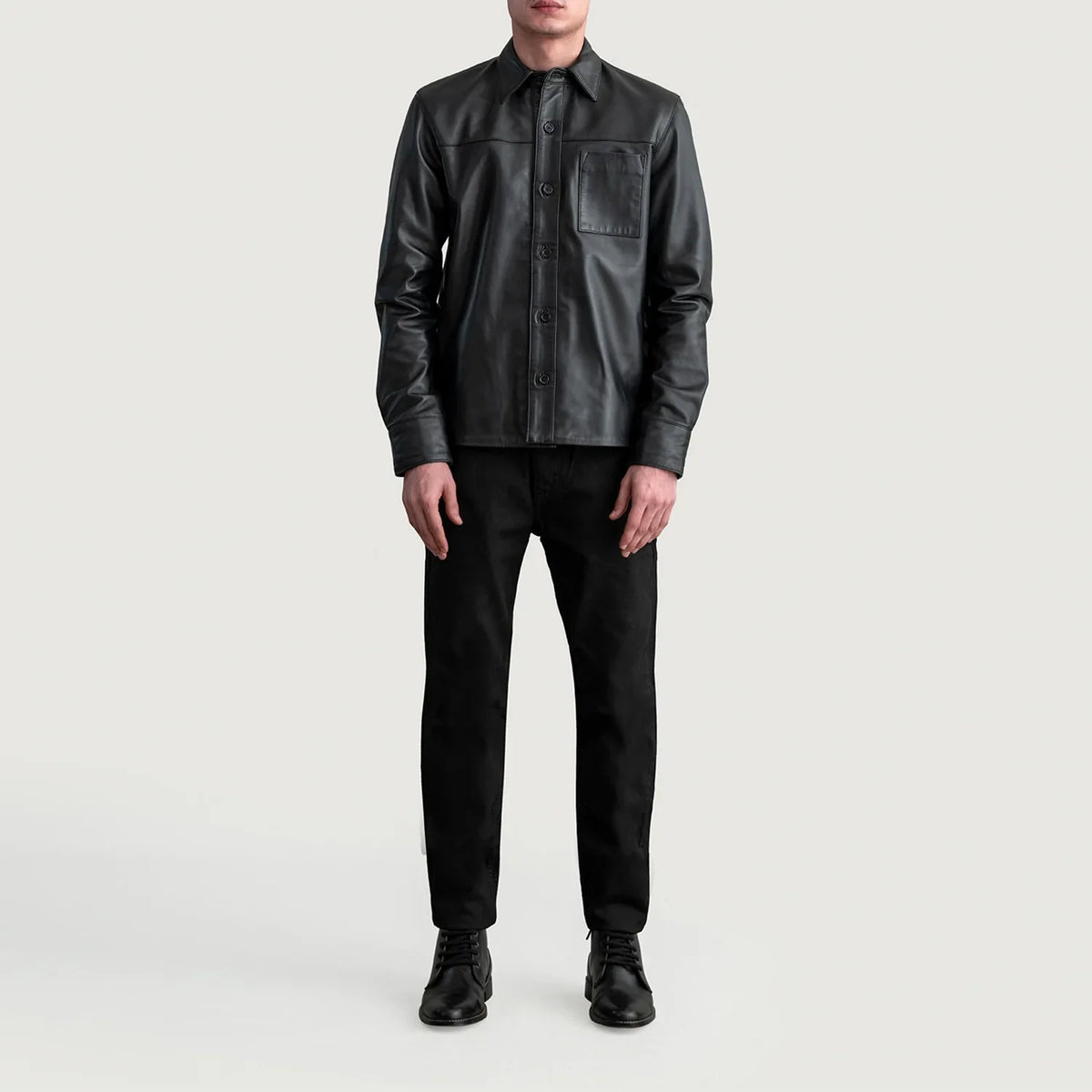 Detailansicht of Shirt &amp; Buttons Hardware on Scout Schwarz Leather Shirt für Herren