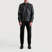 Detailansicht of Shirt &amp; Buttons Hardware on Scout Schwarz Leather Shirt für Herren