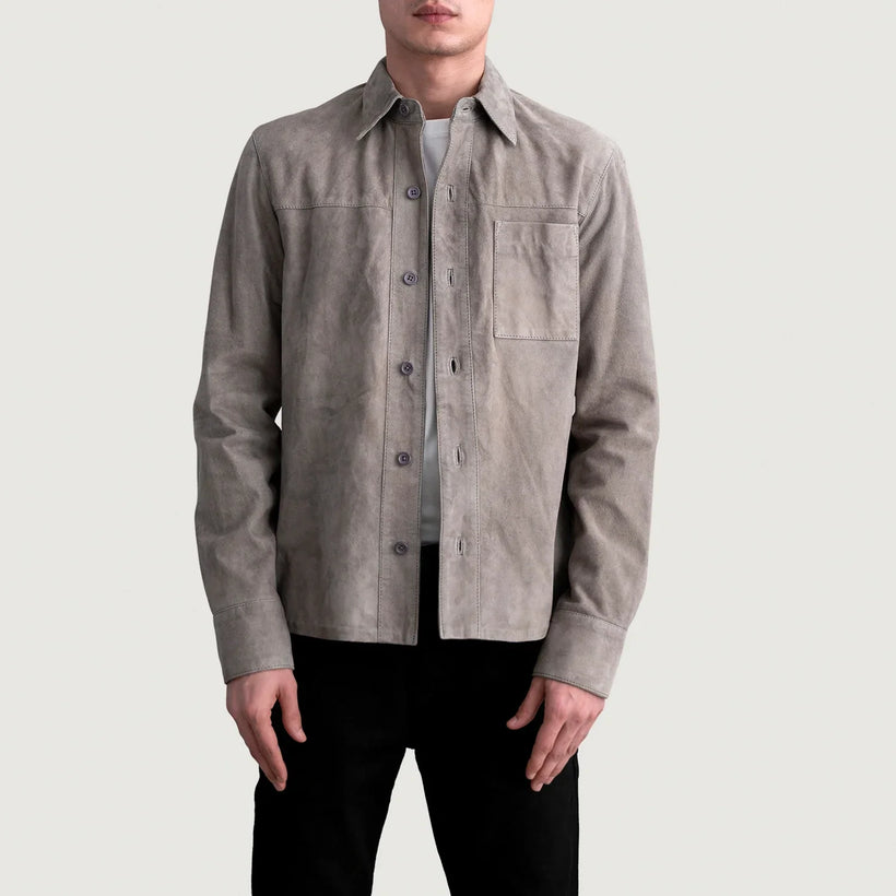 Scout Grau Suede Leather Shirt für Herren