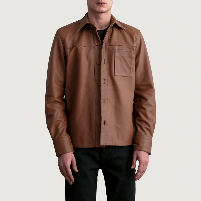 Scout Matte Braun Leather Shirt für Herren