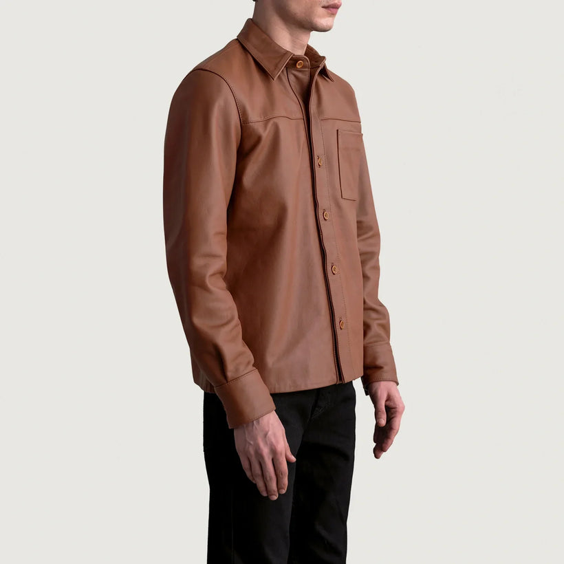 Scout Matte Braun Leather Shirt für Herren