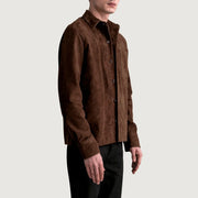 
Brown Goatskin suede Jacket - Rückansicht mit passgenauen Schultern & sauberem Saum