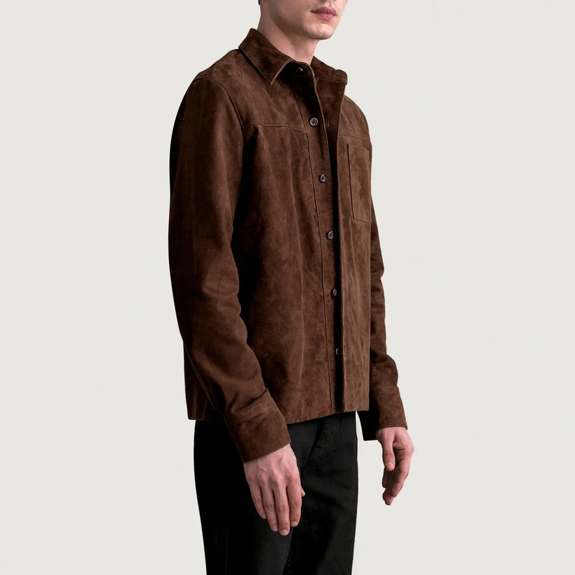 Scout Mokka Suede Leather Shirt für Herren