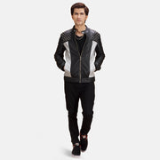 Shapron Studded Leder-Bikerjacke für Herren - Seitenansicht mit ergonomischem Ärmelschnitt