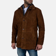 Men's Sheriff Braun Wildlederjacke für Herren - Seitenansicht mit ergonomischem Ärmelschnitt