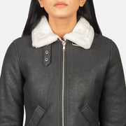 Sherilyn B-3 Schwarz Leder-Bomberjacke für Damen – Zusätzliche Produktansicht 6
