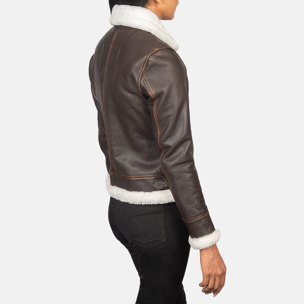 Sherilyn B-3 Schwarz Leder-Bomberjacke für Damen – Zusätzliche Produktansicht 5