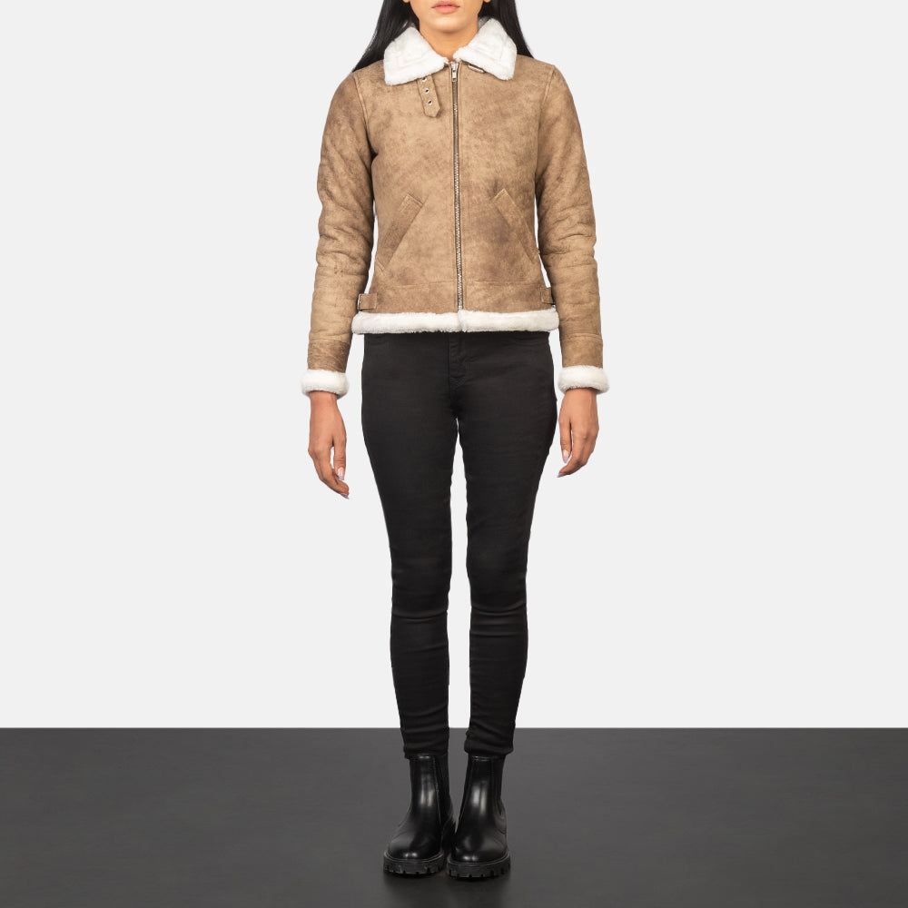 Sherilyn B-3 Schwarz Leder-Bomberjacke für Damen – Zusätzliche Produktansicht 3