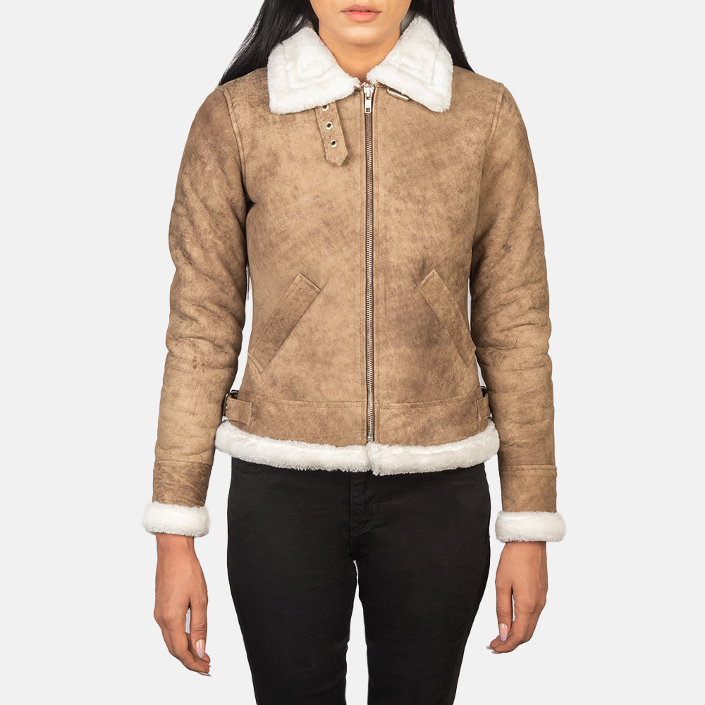Sherilyn B-3 Schwarz Leder-Bomberjacke für Damen – Zusätzliche Produktansicht 4