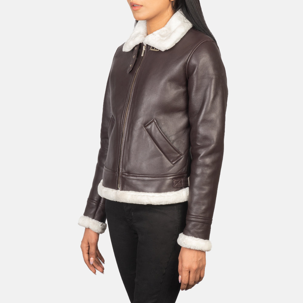 Sherilyn B-3 Schwarz Leder-Bomberjacke für Damen – Zusätzliche Produktansicht 2