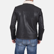 Men's Snow Cole Schwarz Lederjacke für Herren - Seitenansicht mit ergonomischem Ärmelschnitt