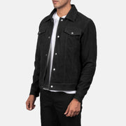Black Goatskin suede Jacket - Rückansicht mit passgenauen Schultern &amp; sauberem Saum