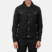 Detailansicht of Shirt &amp; Snap Button Hardware on Men's Stallon Black Suede Jacket