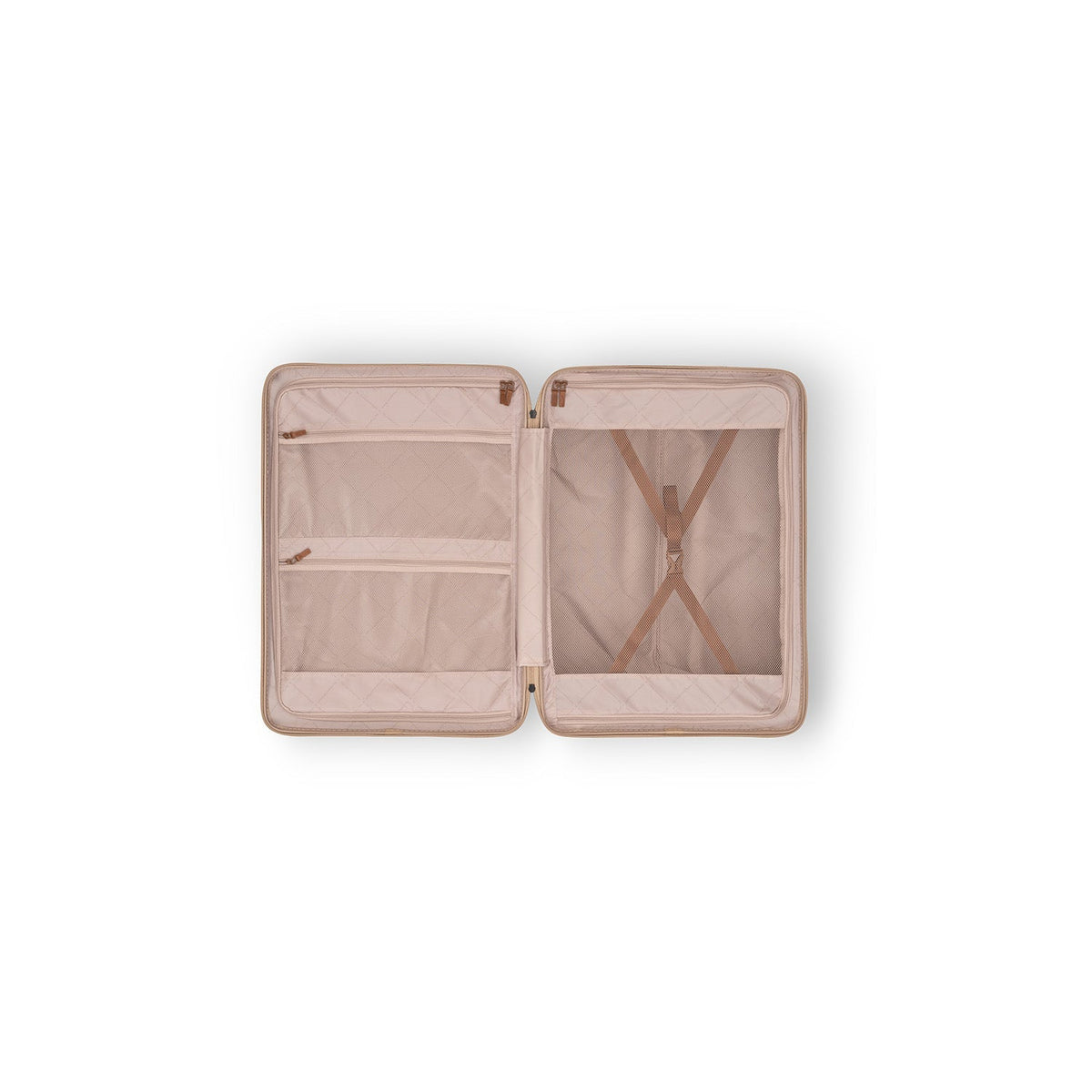 Styled Fit Perspective of Hand Luggage Suitcase Front Pocket Zuna on Model - Natural Daylight Drape