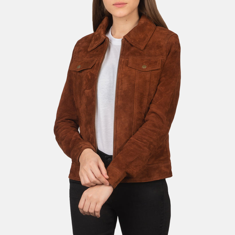 Suzy Trucker Braun Lederjacke für Damen