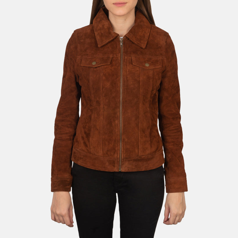 Suzy Trucker Braun Lederjacke für Damen
