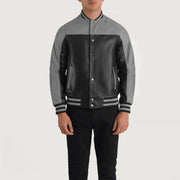 
Detailansicht of Varsity & Snap Buttons Hardware on Terrance Black & Red Leather Varsity Jacket