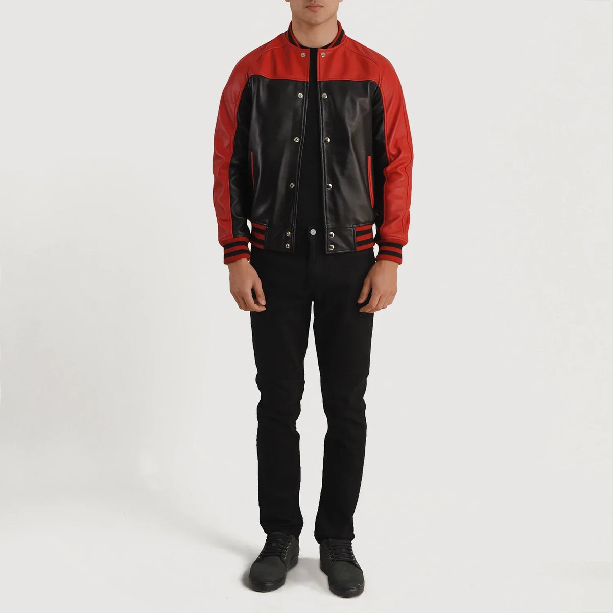
Terrance Schwarz Varsity Lederjacke für Herren – alternate product view 5