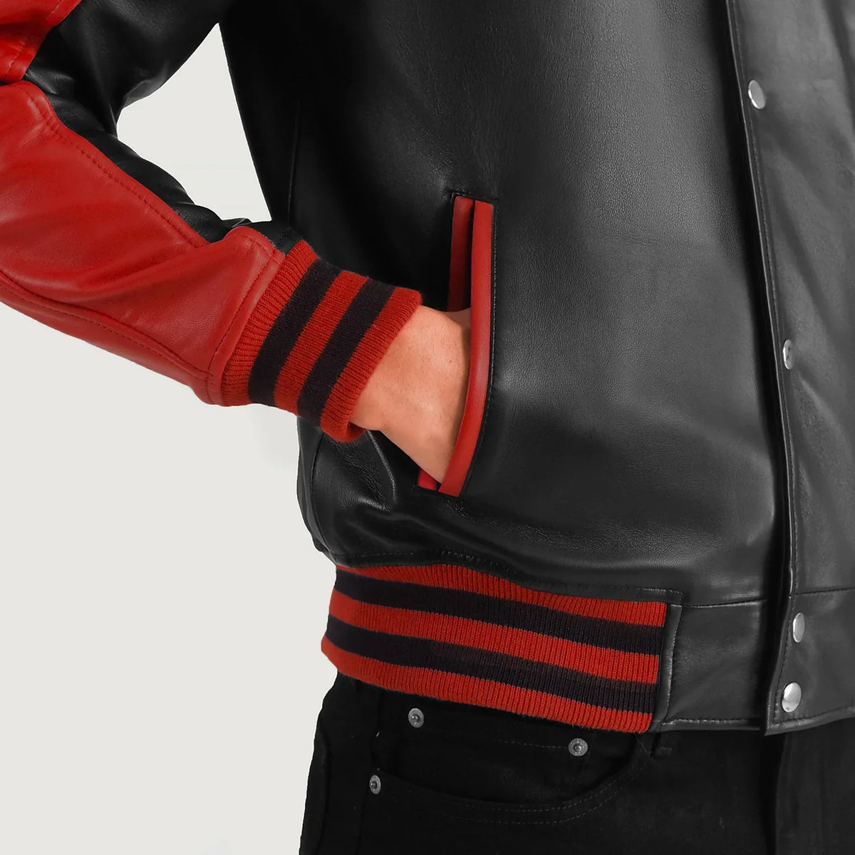 
Terrance Schwarz Varsity Lederjacke für Herren – alternate product view 6