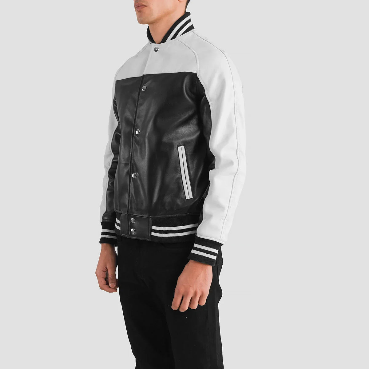 
Terrance Schwarz Varsity Lederjacke für Herren – alternate product view 2