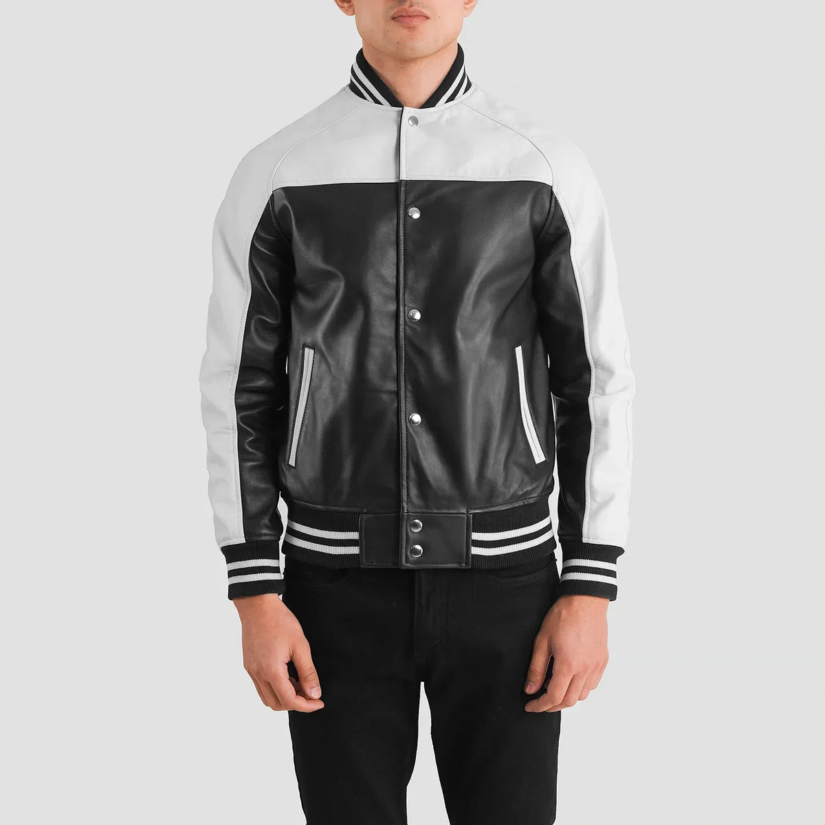 
Terrance Schwarz Varsity Lederjacke für Herren – alternate product view 4