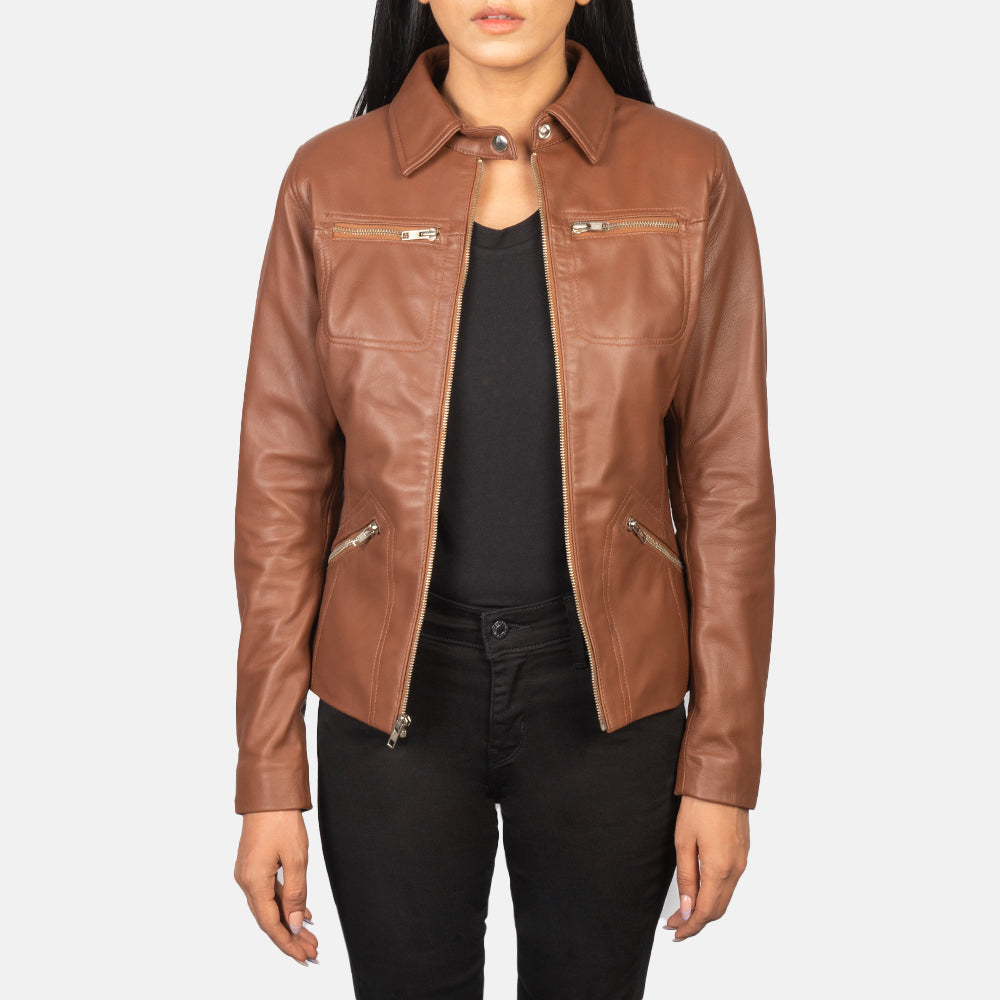 Tomachi Rot Lederjacke für Damen – Zusätzliche Produktansicht 1