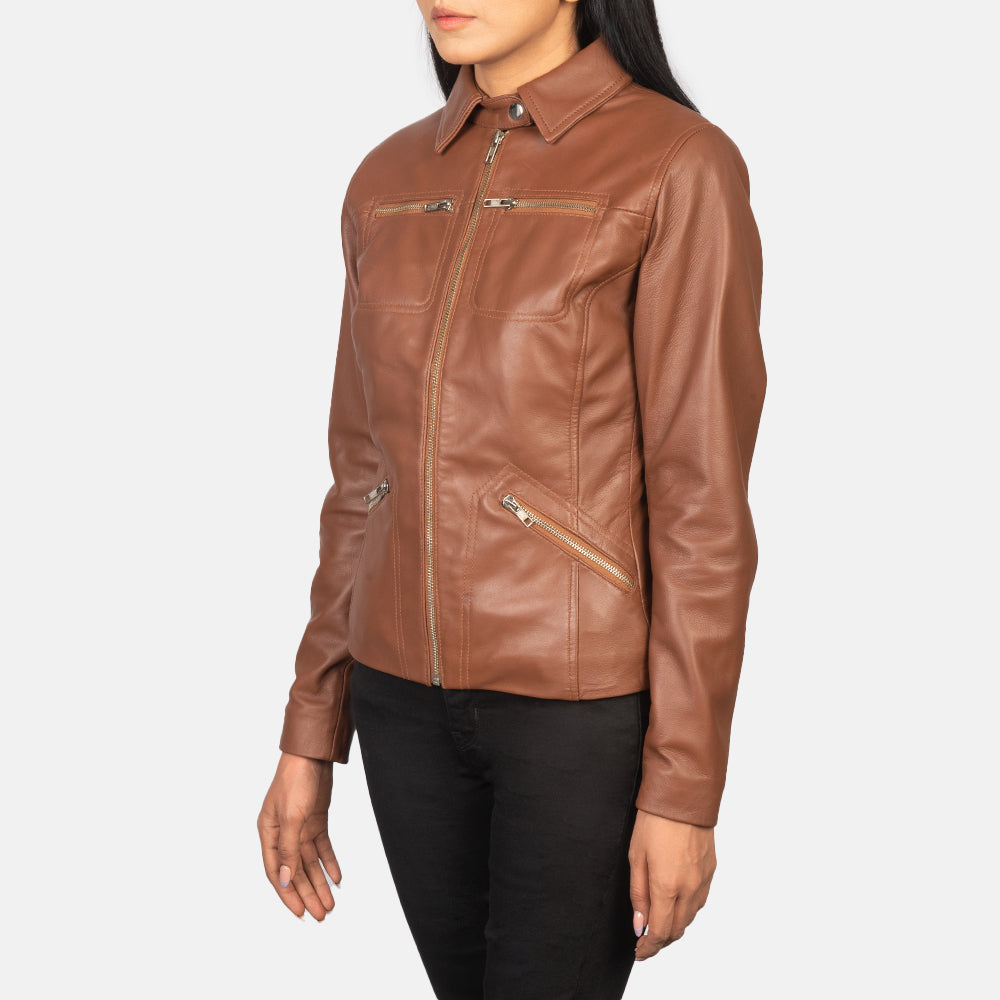 Tomachi Rot Lederjacke für Damen – Zusätzliche Produktansicht 2