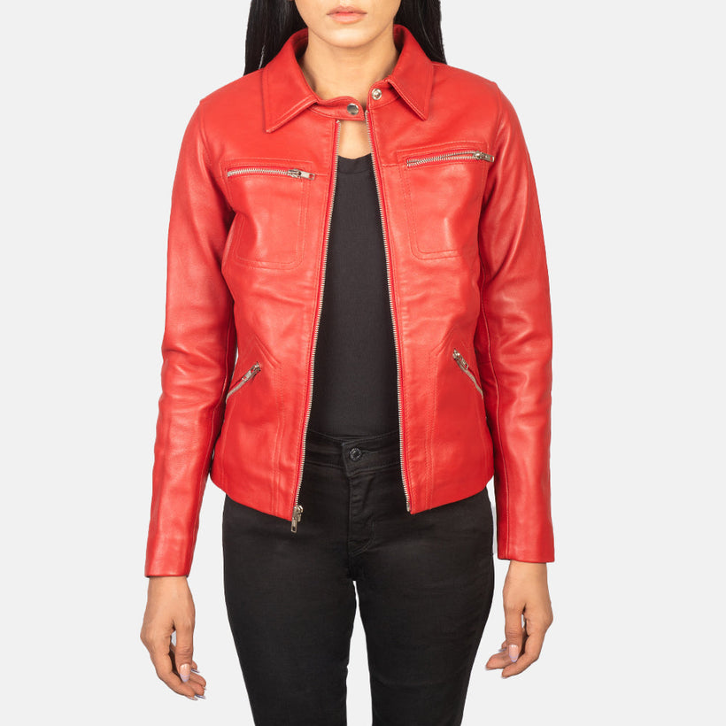 Tomachi Rot Lederjacke für Damen