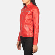 Red Sheep Skin Leather Biker Jacket - Rückansicht mit passgenauen Schultern &amp; sauberem Saum