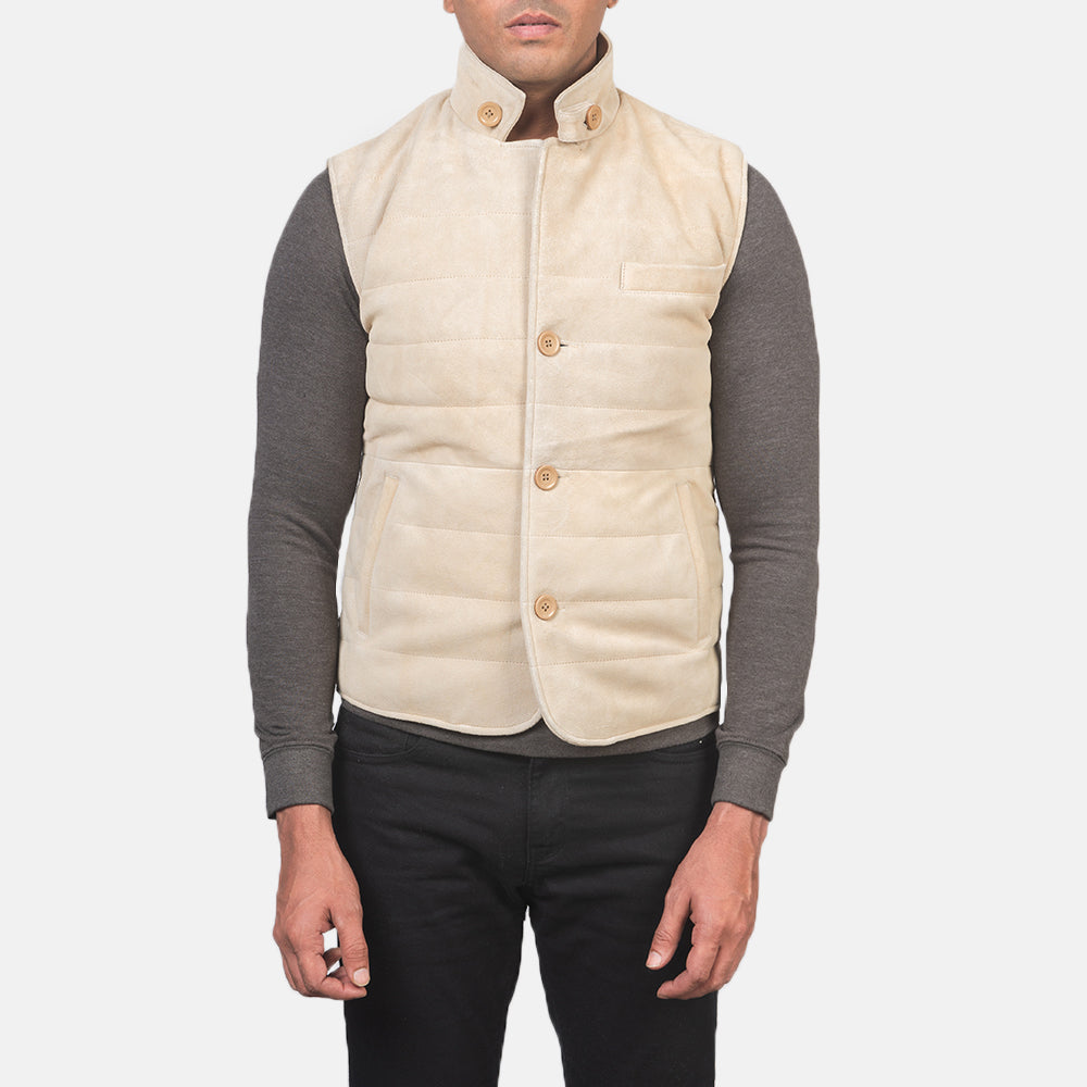 
Detailansicht of Notch with removable throat latch & Button Hardware on Tony Off-Weiß Suede Vest für Herren