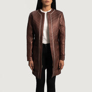
Trudy Lane Gesteppt Kastanienbraun Ledermantel für Damen in Maroon Sheepskin Leather - Vorderansicht & maßgeschneiderte Silhouette | Online Kaufen
