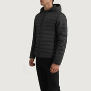 Black Full-Grain Leather Hooded Jacket - Rückansicht mit passgenauen Schultern &amp; sauberem Saum