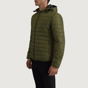 
Green Full-Grain Leather Hooded Jacket - Rückansicht mit passgenauen Schultern & sauberem Saum