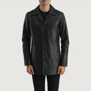 
Urban Slate Schwarz Ledermantel für Herren in Black Cowhide (Lt-071) Leather - Vorderansicht & maßgeschneiderte Silhouette | Online Kaufen