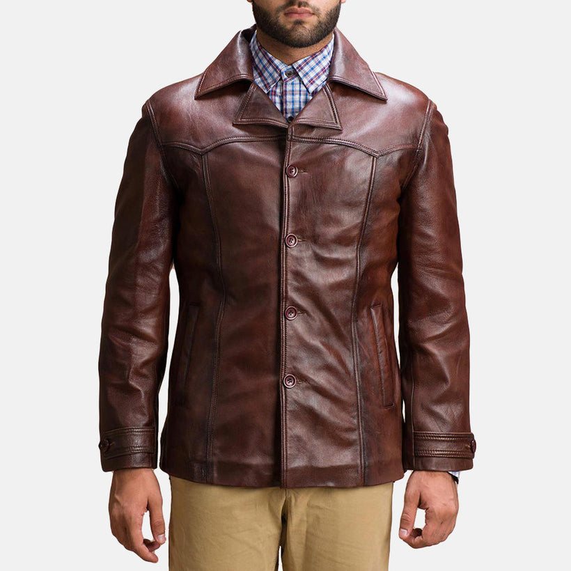 Vincent Alley Braun Lederjacke für Herren