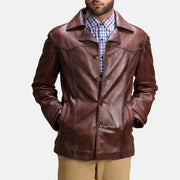 
Brown Sheepskin leather Coat - Rückansicht mit passgenauen Schultern & sauberem Saum