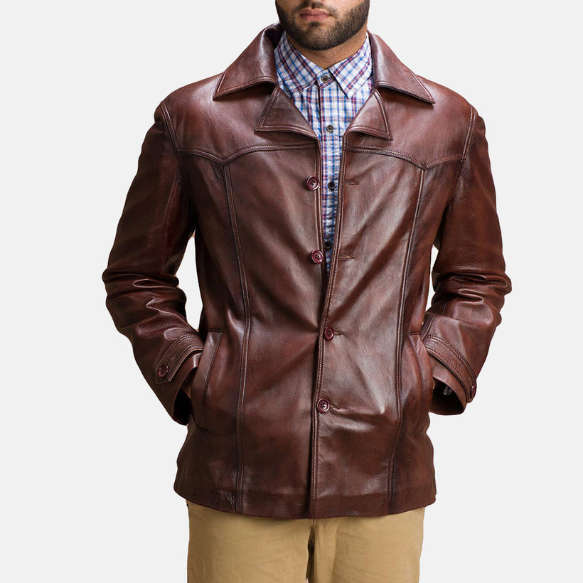 Vincent Alley Braun Lederjacke für Herren