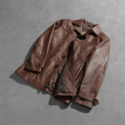 
Open Hem & Hem Craftsmanship Construction Detail on Vincent Alley Braun Lederjacke für Herren